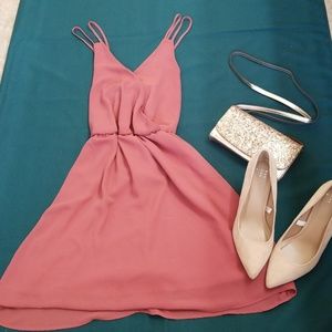 Pink V-Neck Dress